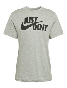 Nike Sportswear T-Krekls 'Swoosh' raibi pelēks / melns