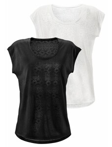 LASCANA T-Krekls melns / balts