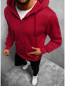 Vīriešu džemperis ar kapuci tumši-sarkans OZONEE JS/2008Z
