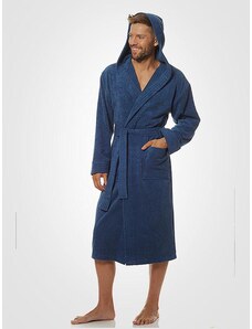 L&L vīriešu kokvilnas halāts ar kapuci "Antonio Blue"