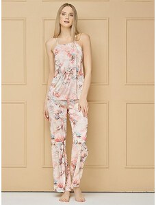 Lega atlasa pidžama ar garām biksēm "Zelda Light Pink Flower Print"