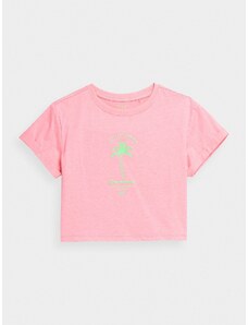 4F Meiteņu t-krekls crop top ar apdruku