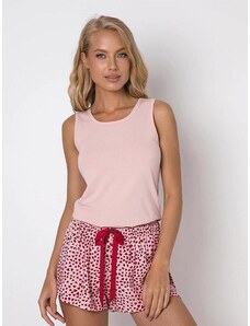 Aruelle īsa viskozes pidžama "Erin Short Pink - Fuchsia Heart Print"