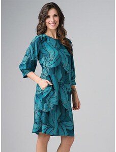 Lega viskozes kleita "Agostina Turquoise Floral Print"