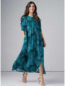 Lega gara viskozes kleita "Giada Turquoise Floral Print"