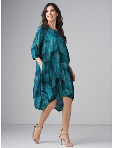 Lega plata, asimetriska kleita "Silvia Turquoise Floral Print"