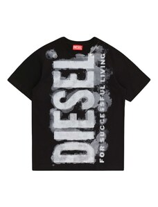 DIESEL T-Krekls 'Tjuste 16' gaiši pelēks / melns / gandrīz balts