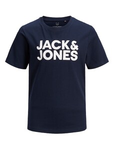 Jack & Jones Junior T-Krekls 'Ecorp' tumši zils / dabīgi balts