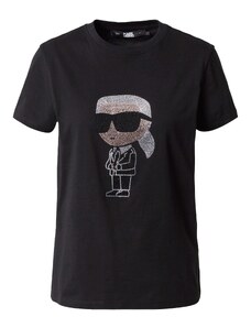 Karl Lagerfeld T-Krekls 'Ikonik' melns / sudrabs / caurspīdīgs
