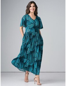 Lega maxi viskozes kleita "Adita Turquoise Floral Print"