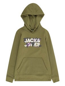 Jack & Jones Junior Sportisks džemperis 'DUST' olīvzaļš / lillā / melns / balts