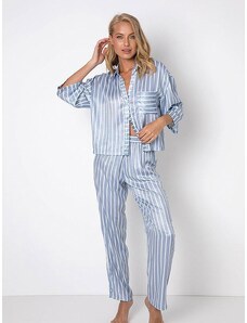 Aruelle gara viskozes pidžama "Janet Light Blue - White Stripes"