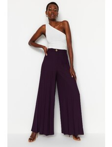 Trendyol Plum Palazzo/Extra Wide Leg Pleated Woven Trousers