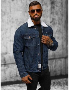 Vīriešu džinsu jaka šerpa tumši zila OZONEE NB/MJ517BS