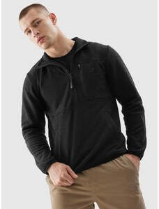 4F Vīriešu flīsa džemperis ar stāvapkakli un 1/2 rāvējslēdzēju - melns