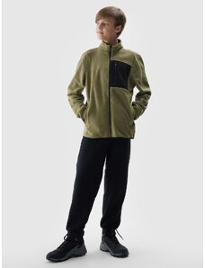 4F Zēnu flīsa jaka ar stāvapkakli regular - olīvkrāsas
