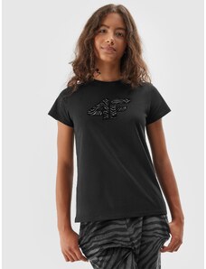 4F Meiteņu t-krekls ar apdruku - melns