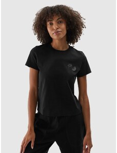 4F Sieviešu t-krekls no organiskās kokvilnas ar apdruku - melns