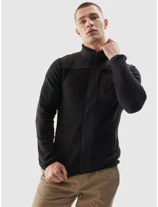 4F Vīriešu flīsa jaka ar stāvapkakli regular - melna