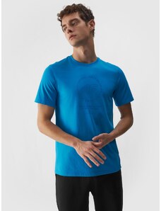 4F Vīriešu t-krekls no organiskās kokvilnas ar apdruku - zils