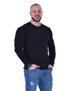 TIMILJA Vīriešu T-krekls ar garām piedurknēm kokvilnas melns lielie izmēri 91005DM S - 4 XL