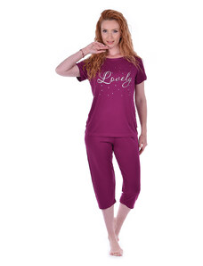TIMILJA Sieviešu pidžama kokvilnas ar īsām biksēm plāna elpojoša lielie izmēri 92662L 7/8 S-4XL