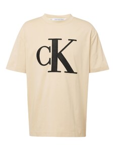 Calvin Klein Jeans T-Krekls gaiši bēšs / melns