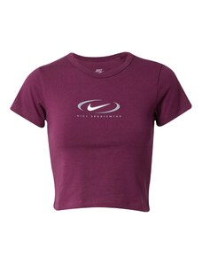 Nike Sportswear T-Krekls 'Swoosh' gaiši pelēks / bordo / balts