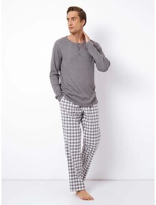 Aruelle vīriešu pidžamas no dabīgām šķiedrām "Stefan Long Grey - White"