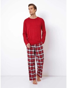 Aruelle vīriešu pidžamas no dabīgām šķiedrām "Max Long Red - White"