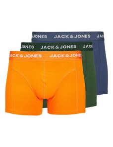JACK & JONES Bokseršorti 'Kex' tumši zils / tumši zaļš / oranžs / balts