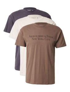 Abercrombie & Fitch T-Krekls krēmkrāsas / brūns / tumši pelēks