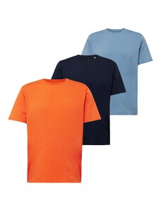 KnowledgeCotton Apparel T-Krekls tumši zils / debeszils / oranžs