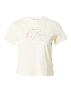 Calvin Klein Jeans T-Krekls krēmkrāsas / ciāna zils / gaiši rozā / balts