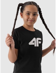 4F Meiteņu t-krekls ar apdruku - dziļi melns