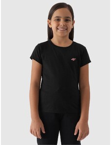 4F Meiteņu gluds t-krekls - dziļi melns