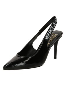 Versace Jeans Couture Vaļējas augstpapēžu kurpes 'SCARLETT' melns / balts