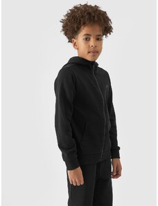 4F Zēnu aiztaisāma sporta jaka ar kapuci - melna