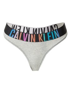 Calvin Klein Underwear Stringu biksītes 'Intense Power Pride' jūraszils / raibi pelēks / oranžs / melns