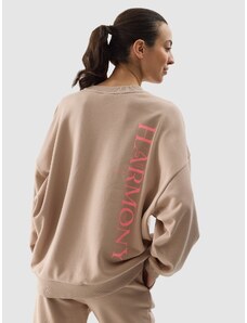 4F Sieviešu sporta džemperis oversize bez kapuces - smilškrāsas