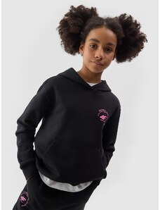 4F Meiteņu sporta džemperis hūdijs - melns