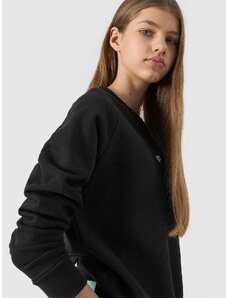 4F Meiteņu džemperis ar organisko kokvilnu bez kapuces - dziļi melns