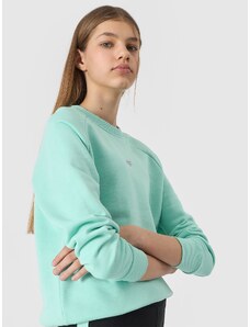 4F Meiteņu džemperis ar organisko kokvilnu bez kapuces - piparmētru