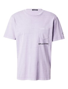 REPLAY T-Krekls lavandas / melns