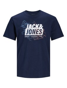 JACK & JONES T-Krekls 'MAP' tumši zils / debeszils / balts