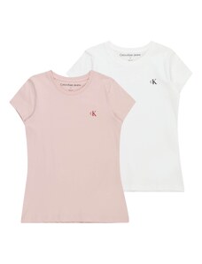 Calvin Klein Jeans T-Krekls rožkrāsas / ķiršsarkans / melns / balts
