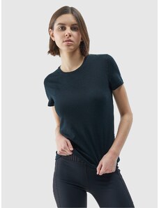 4F Sieviešu trekinga krekls ar Merino vilnu - melns