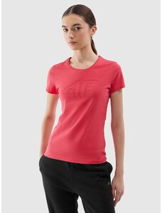 4F Sieviešu t-krekls slim ar apdruku - sarkans
