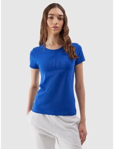 4F Sieviešu t-krekls slim ar apdruku - kobalta