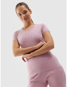 4F Sieviešu t-krekls slim ar apdruku - sārts